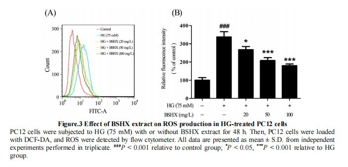 Effect of BSHX extract on ROS production in HG-treated PC12 cells